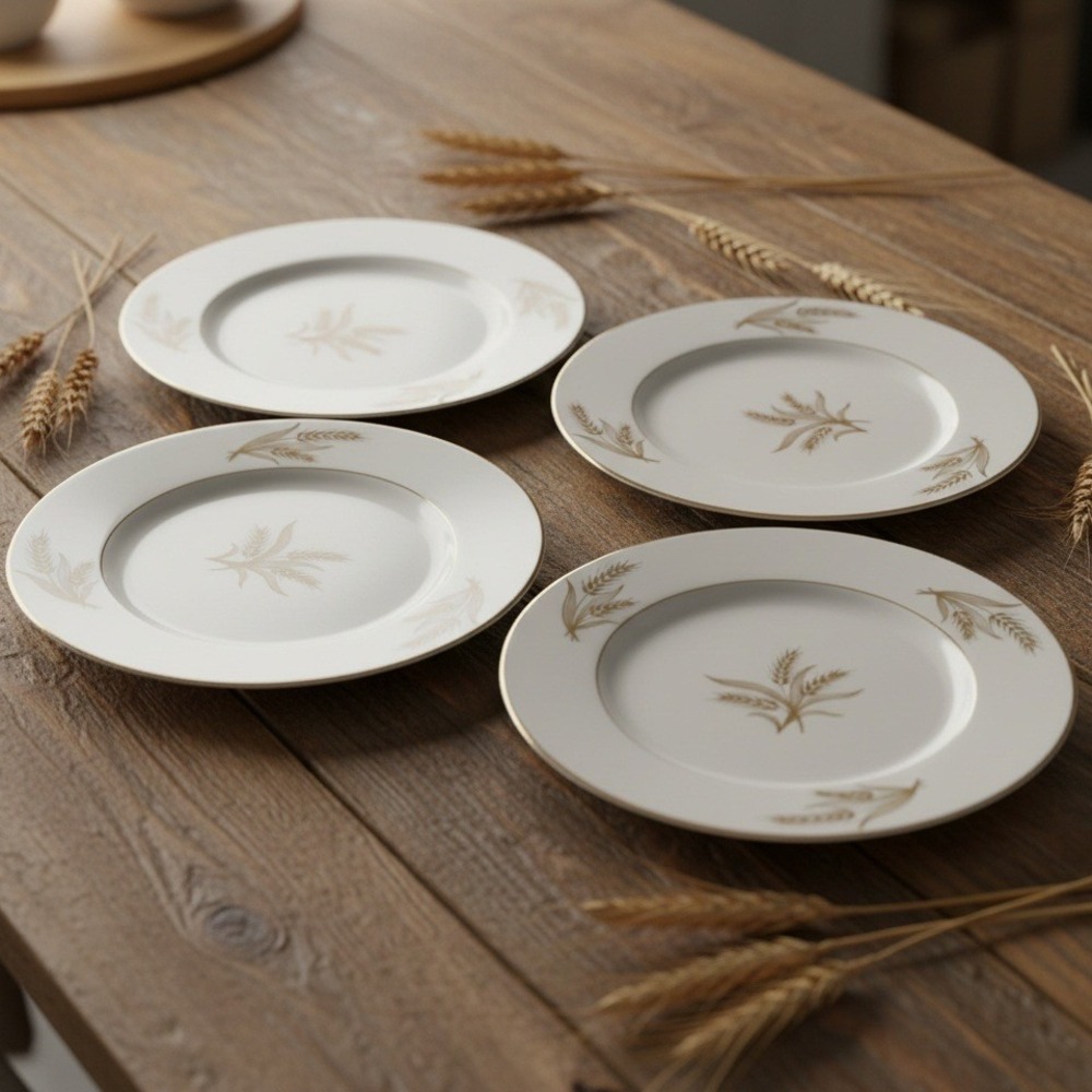 Lenox HARVEST Wheat Gold Cream 8 1/2" Salad Plates Made in USA Set of 4